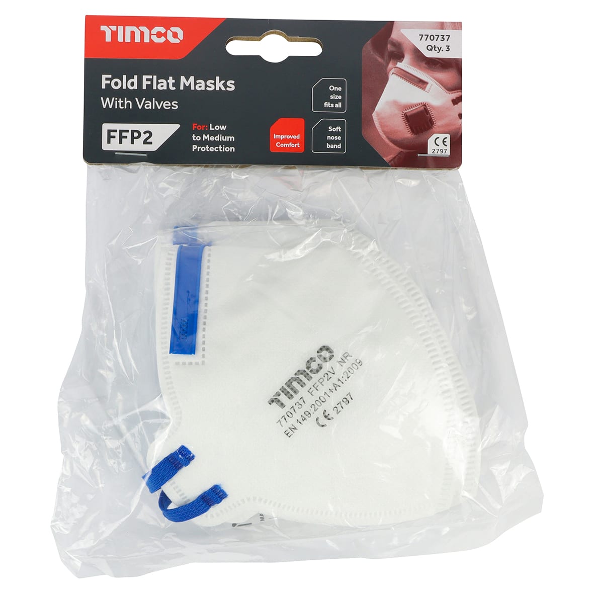 Fold Flat Valved Mask - - Pack of 3 - view 4