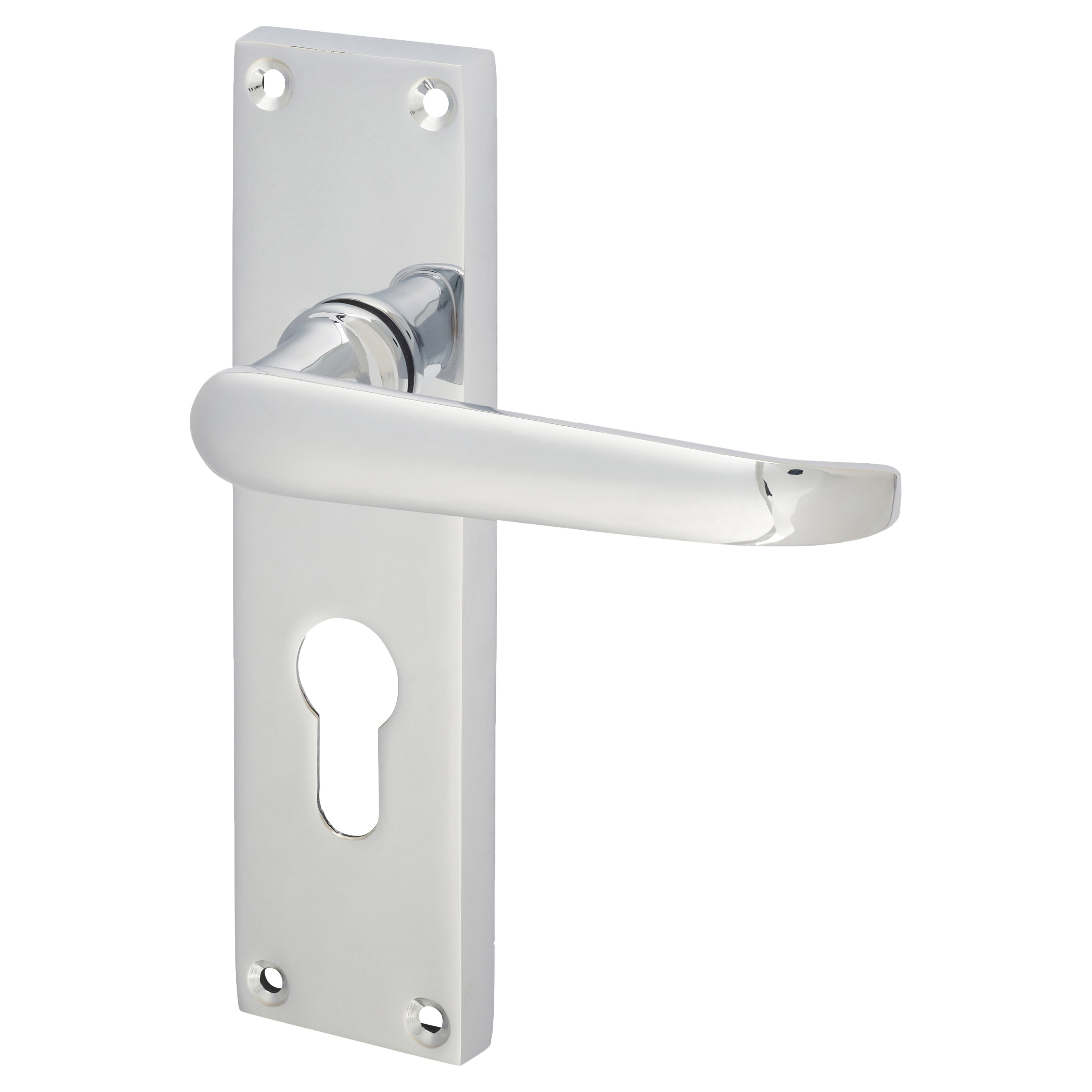 Polished Chrome Victorian Straight Euro Lock Door Handles - 155 x 42mm - view 2