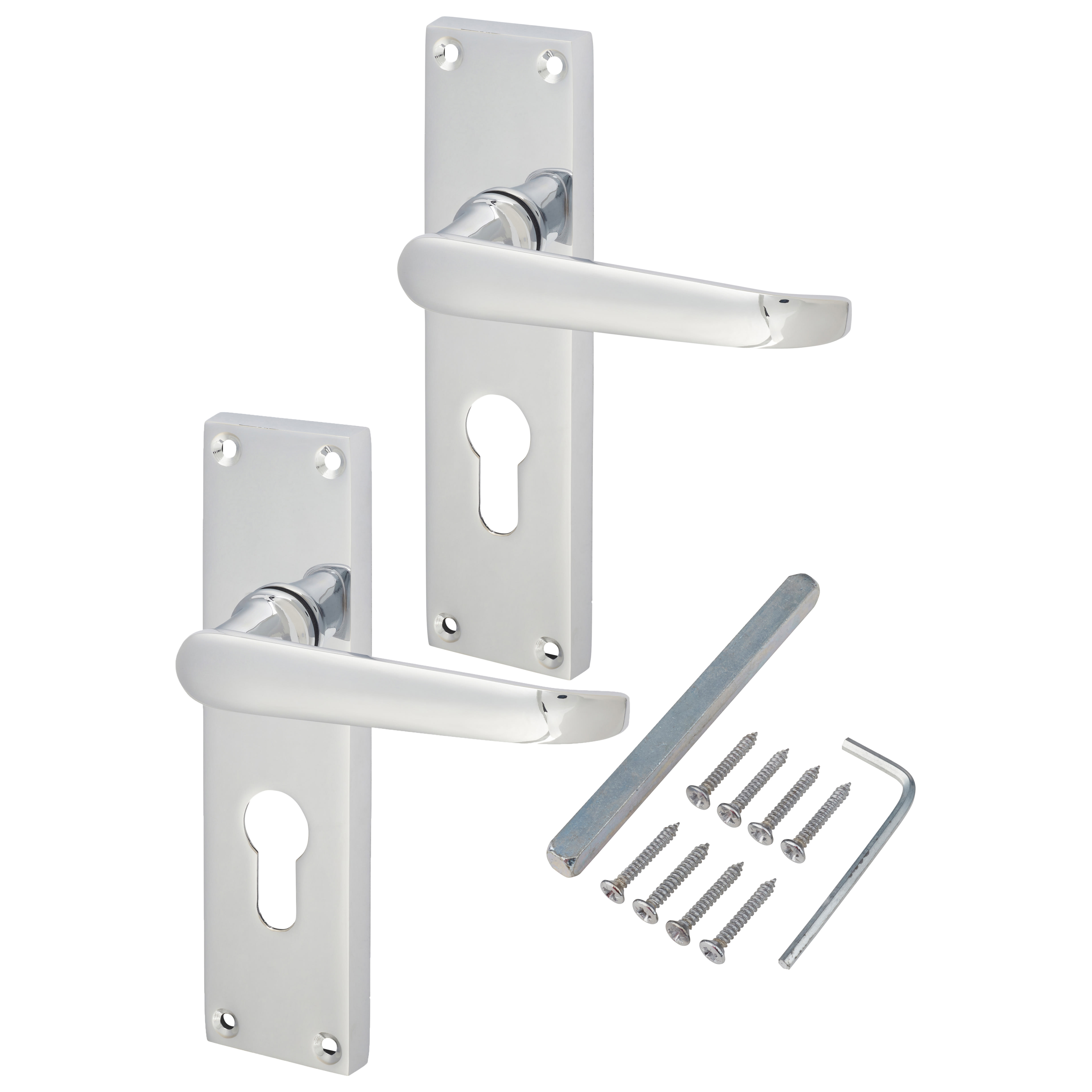 Polished Chrome Victorian Straight Euro Lock Door Handles - 155 x 42mm - view 3