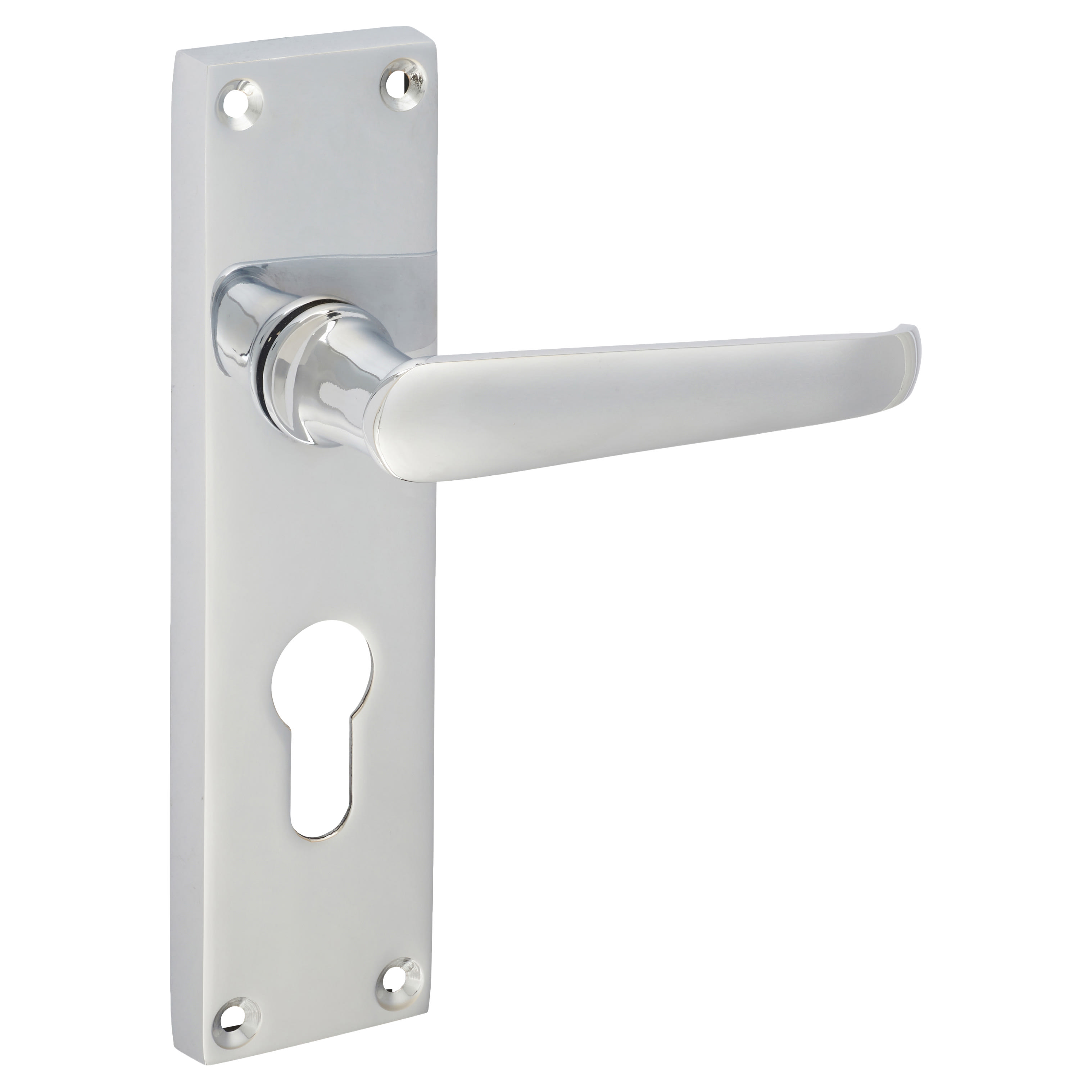 Polished Chrome Victorian Straight Euro Lock Door Handles - 155 x 42mm - view 4