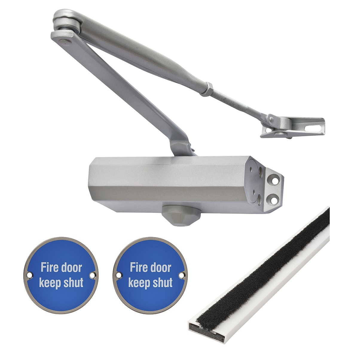 Light Duty Euro Lock Door Handle on Rose Fire Door Kit - Power Size 3 - Satin Stainless - view 5