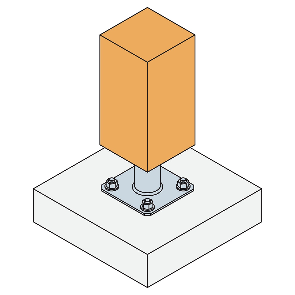 Elevated Post Base for 100-200mm Posts - 100mm Height - view 2