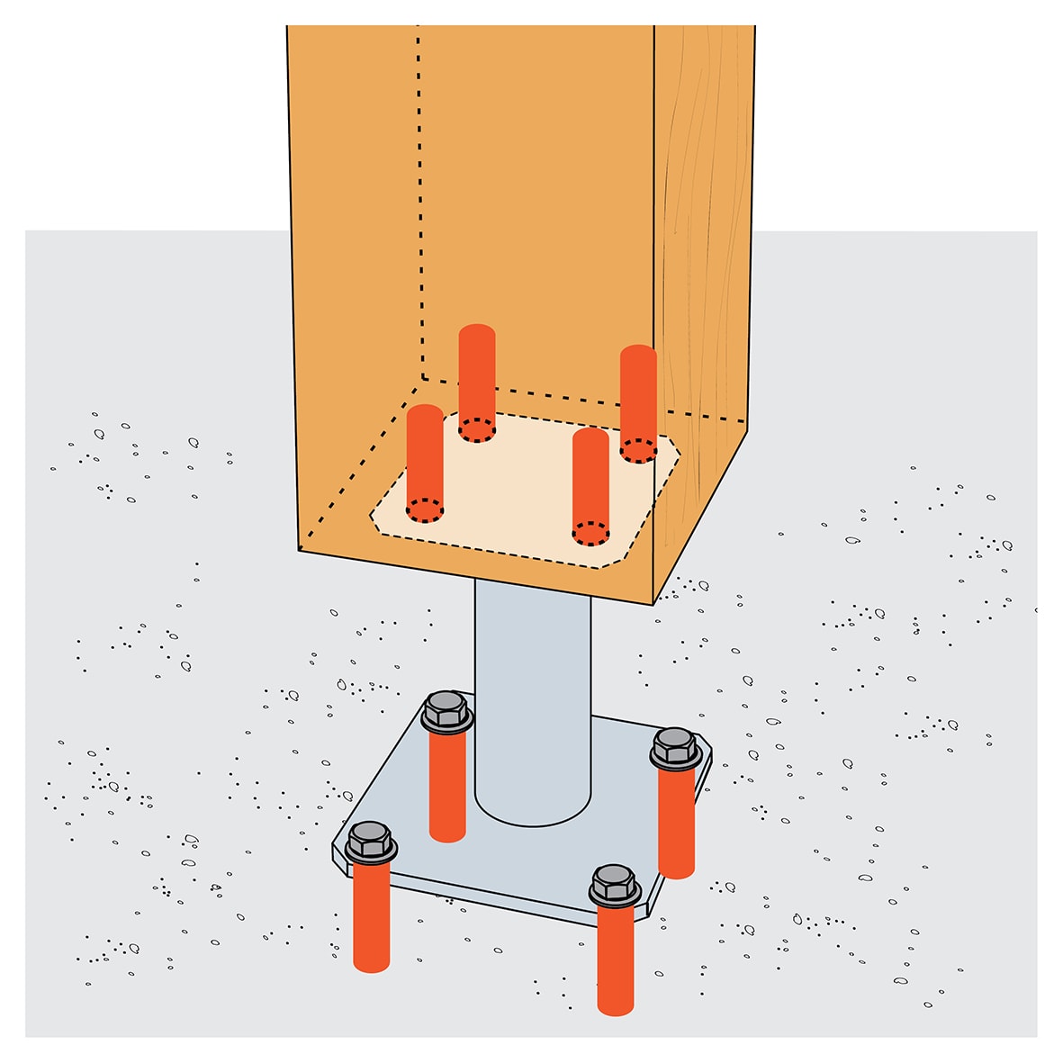 Elevated Post Base for 100-200mm Posts - 100mm Height - view 3