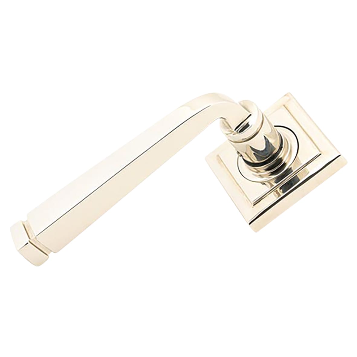 Polished Nickel Door Handles on Square Rose - Avon Range - view 2