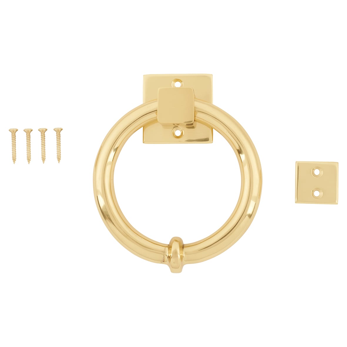 Ring Door Knocker - Polished Brass - 140 x 120mm - view 3