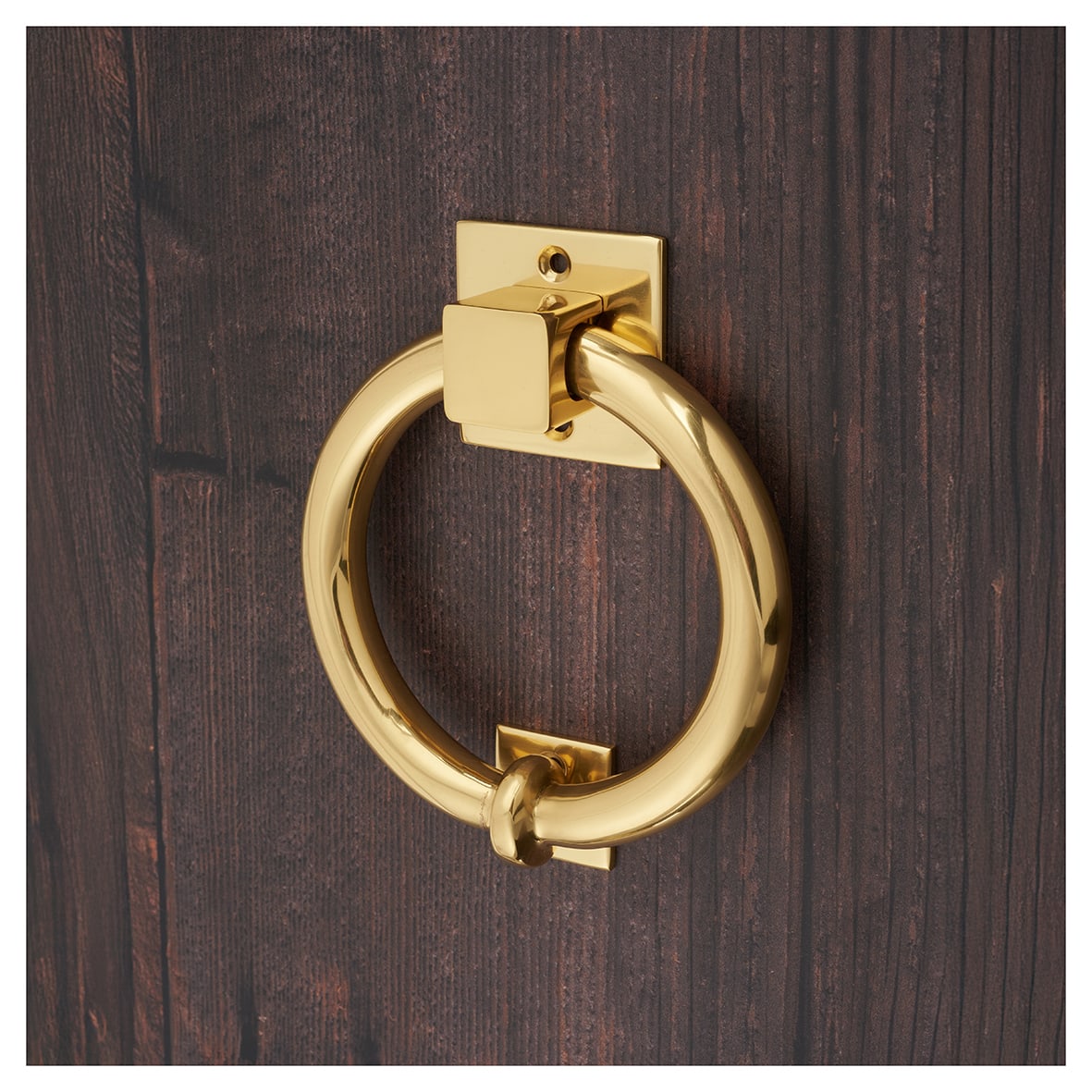 Ring Door Knocker - Polished Brass - 140 x 120mm - view 4