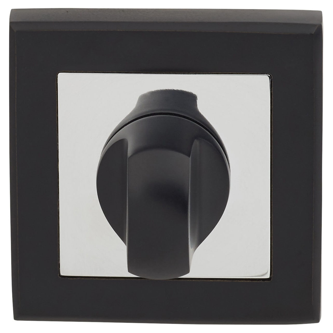 Square Bathroom Turn & Release - 52mm Diameter - Matt Black/Polished Chrome - view 3