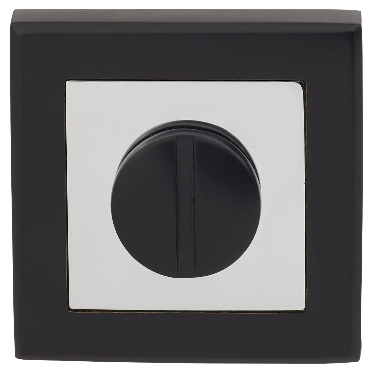 Square Bathroom Turn & Release - 52mm Diameter - Matt Black/Polished Chrome - view 4