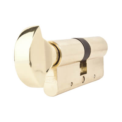 5 Pin 70mm Euro Thumbturn Cylinder - 35mm Turn + 35mm - Pol Brass - Keyed to Differ - view 3
