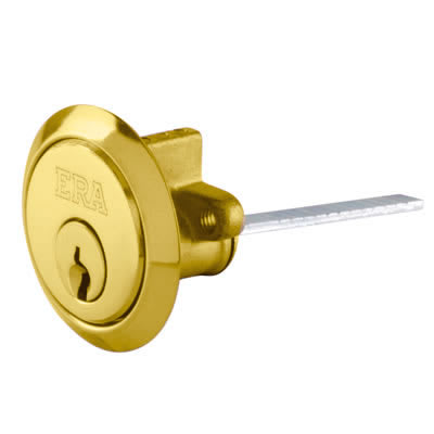 5 Pin Replacement Rim Cylinder - Polished Brass - Keyed to Differ - view 2