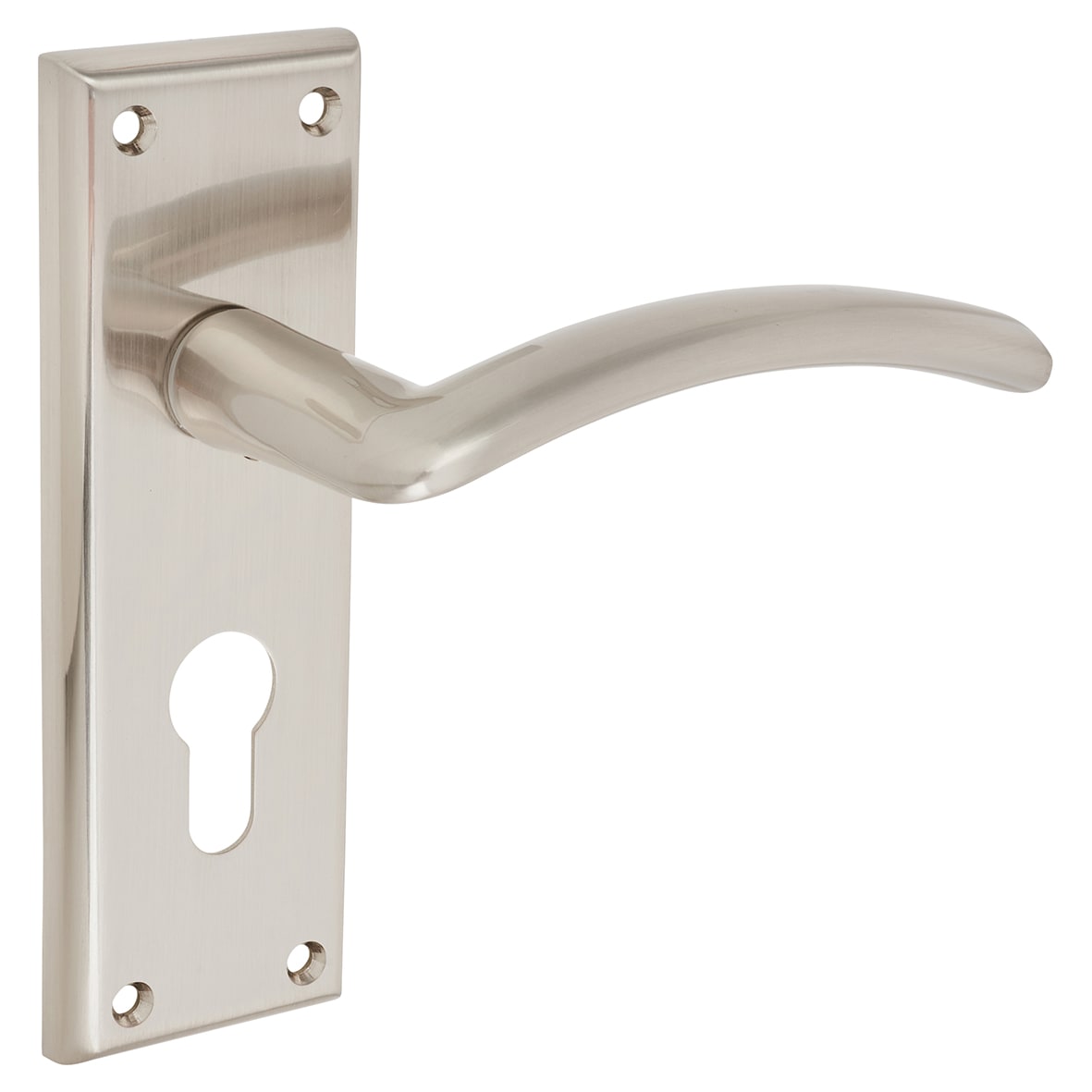 Brass Polished Nickel Euro Lock Door Handles - Trenta Range - 150 x 50mm - view 2