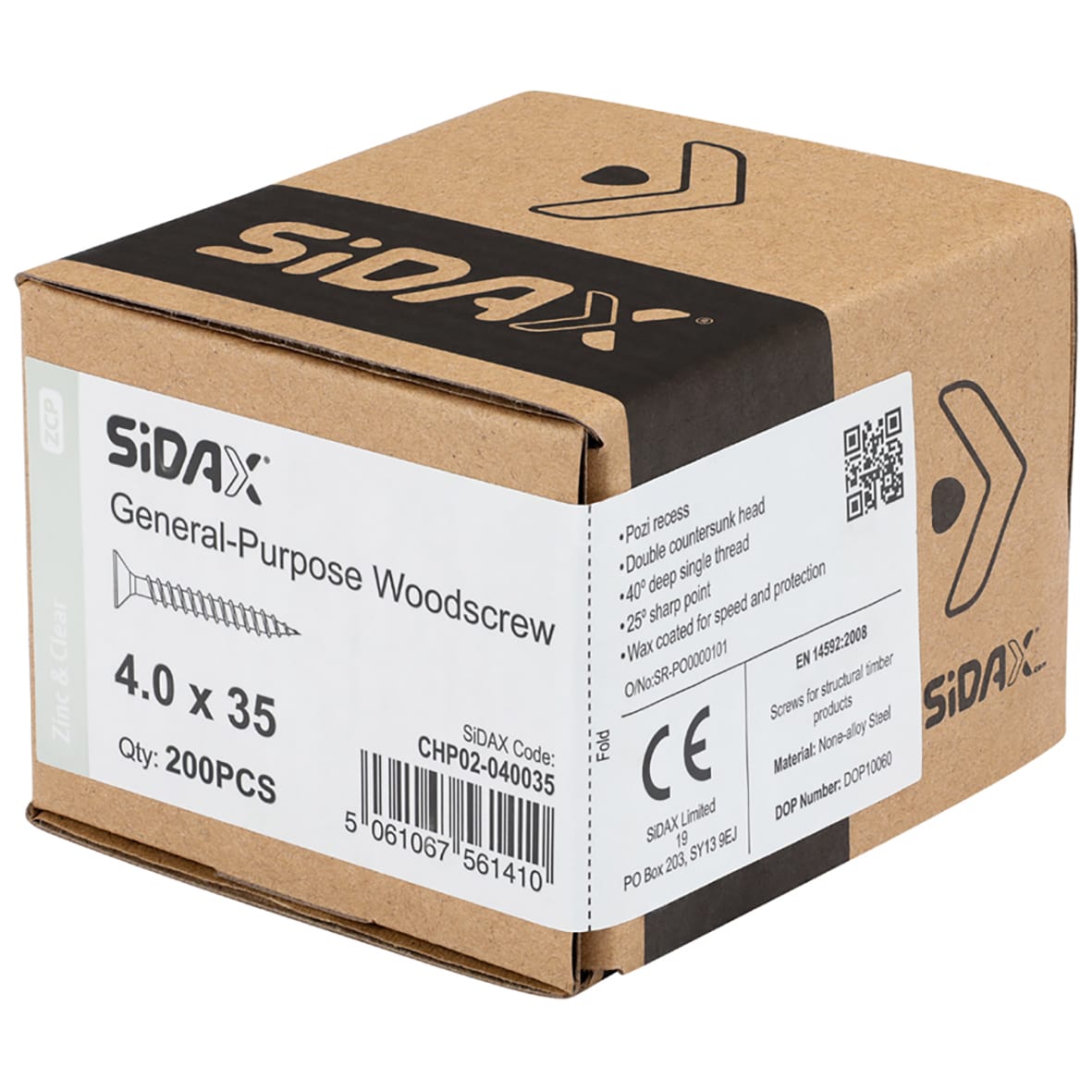 General Purpose Pozi Countersunk Chipboard Wood Screws - 4.0 x 35mm - Zinc Plated - Pk of 200 - view 2