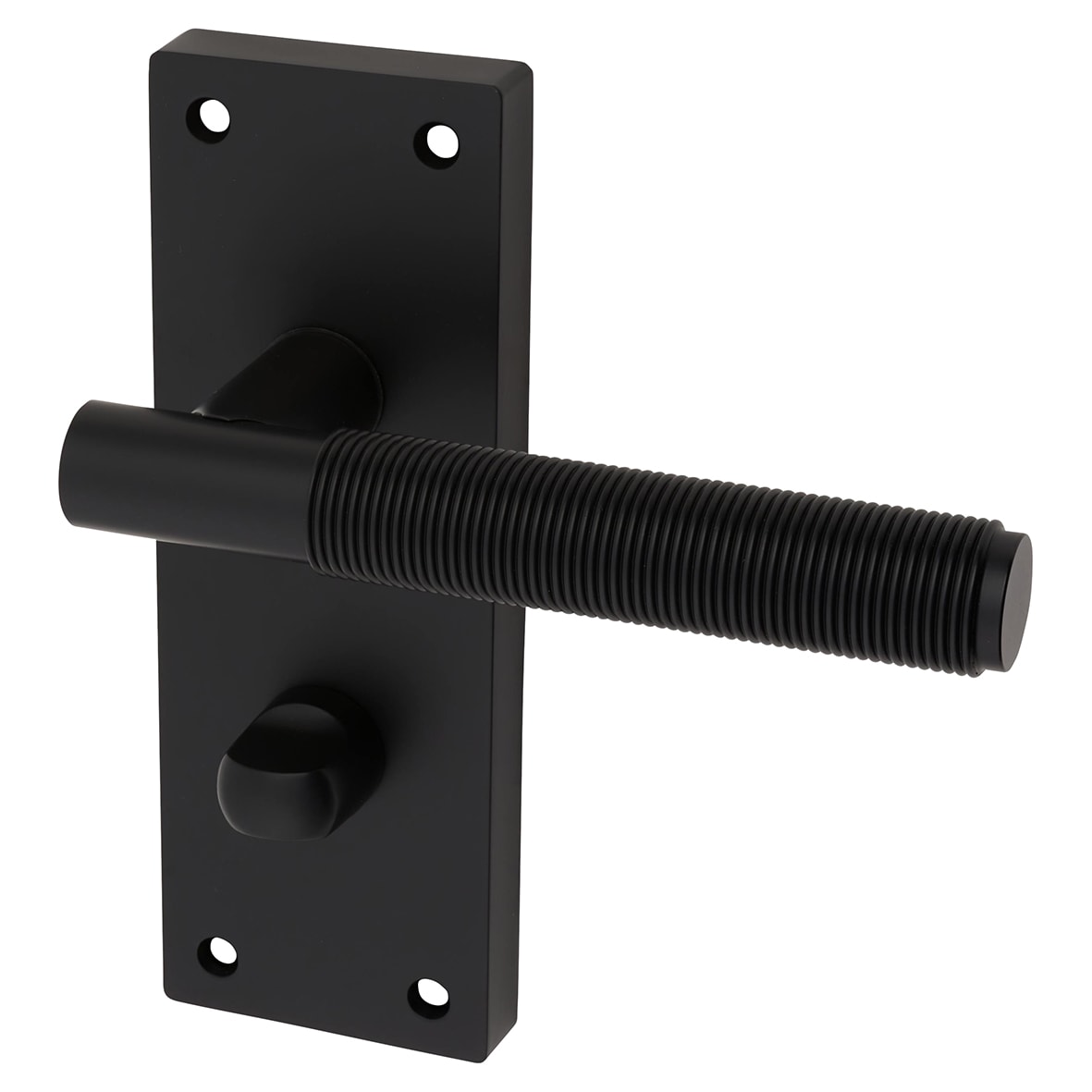 Matt Black Reeded Bathroom Door Handles - Lily Range - 155 x 55mm - view 2