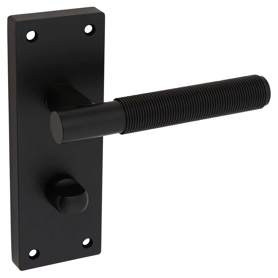 Matt Black Reeded Bathroom Door Handles - Lily Range - 155 x 55mm - view 4