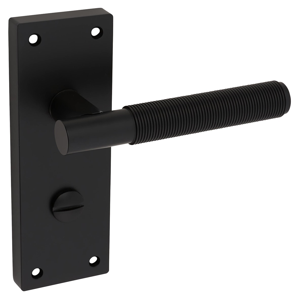 Matt Black Reeded Bathroom Door Handles - Lily Range - 155 x 55mm - view 5