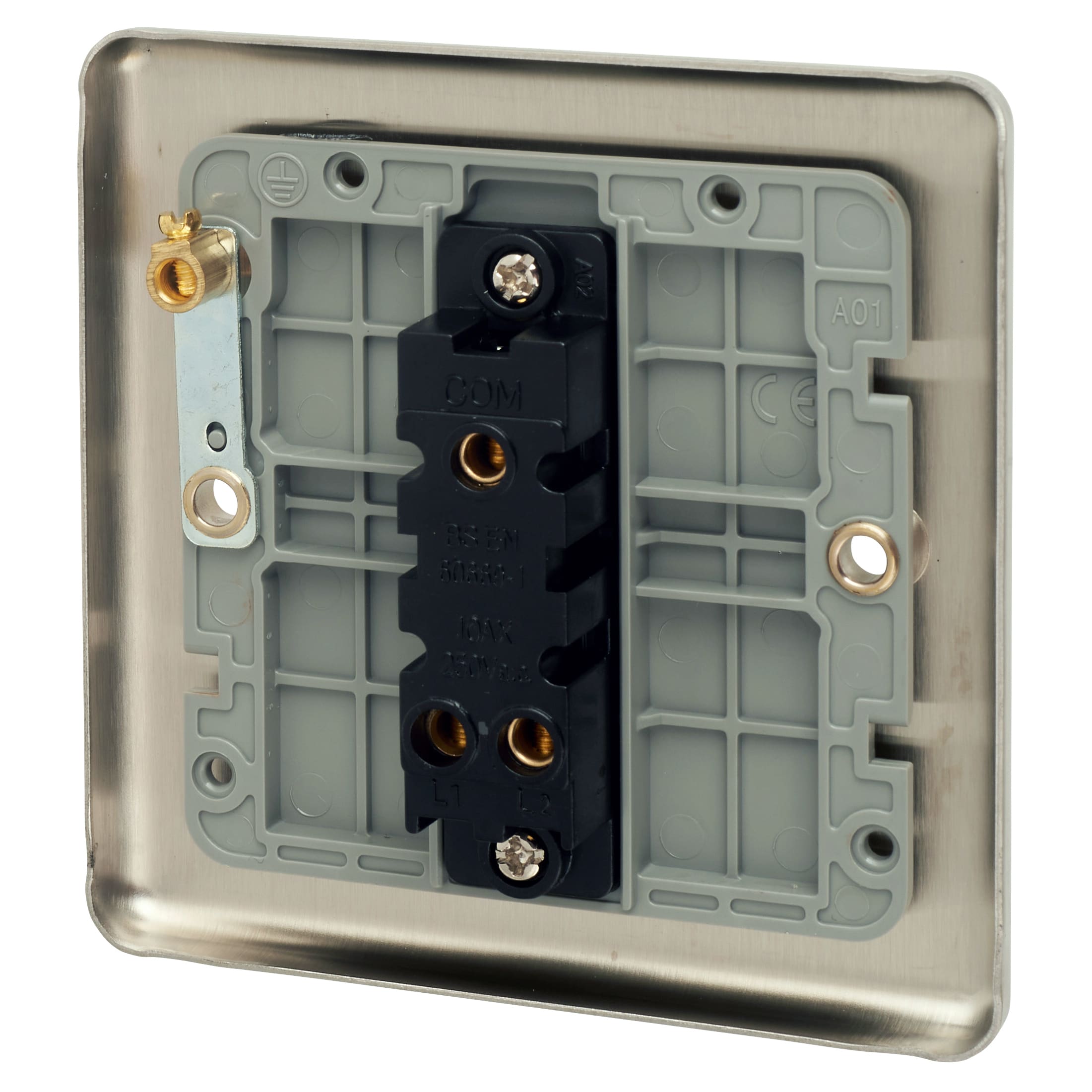 Enhance Decorative 10A 1 Gang 2 Way Light Switch - Satin Steel with Grey Inserts - view 3