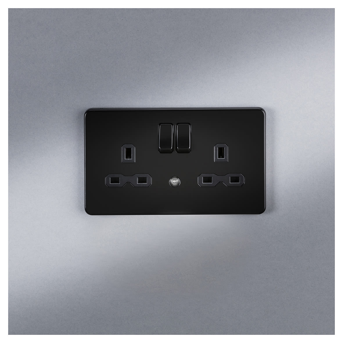 13A 2G DP Switched Socket with Photocell Nightlight Function - Matt Black/Black - view 2
