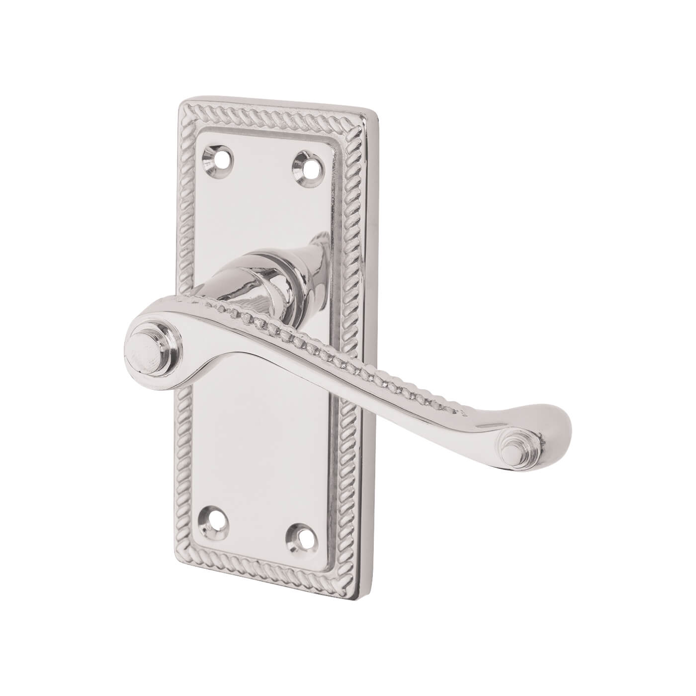 Polished Chrome Budget Rope Edge Scroll Latch Door - Short Plate - Mia Range - 105 x 48mm - view 2