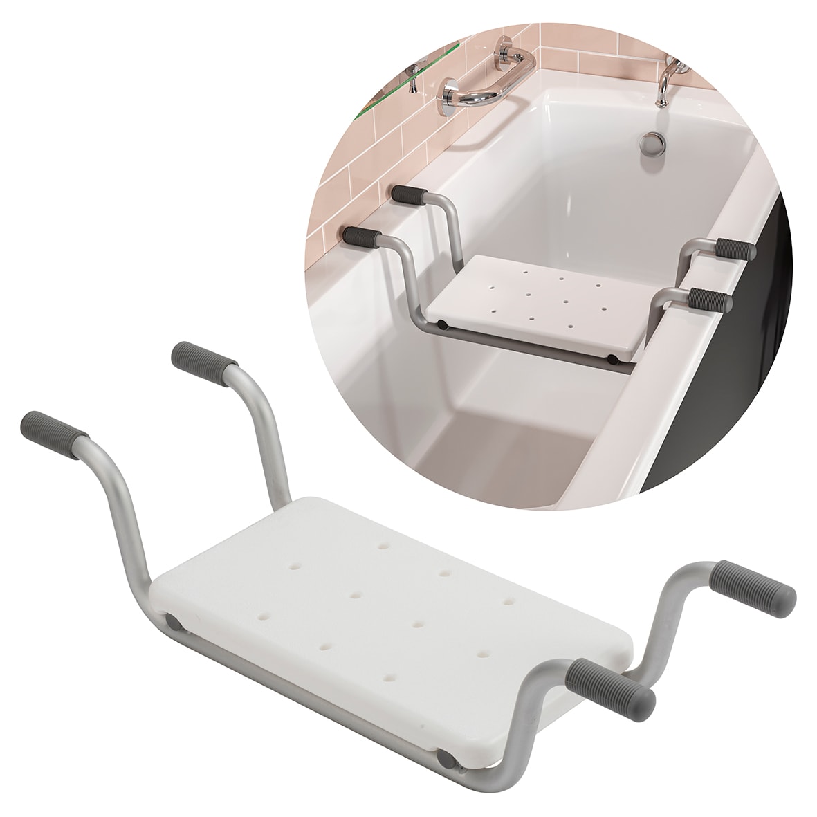 Easy-Fit Bath Bench - 188 x 735 x 225mm - White/Satin Aluminium - view 5