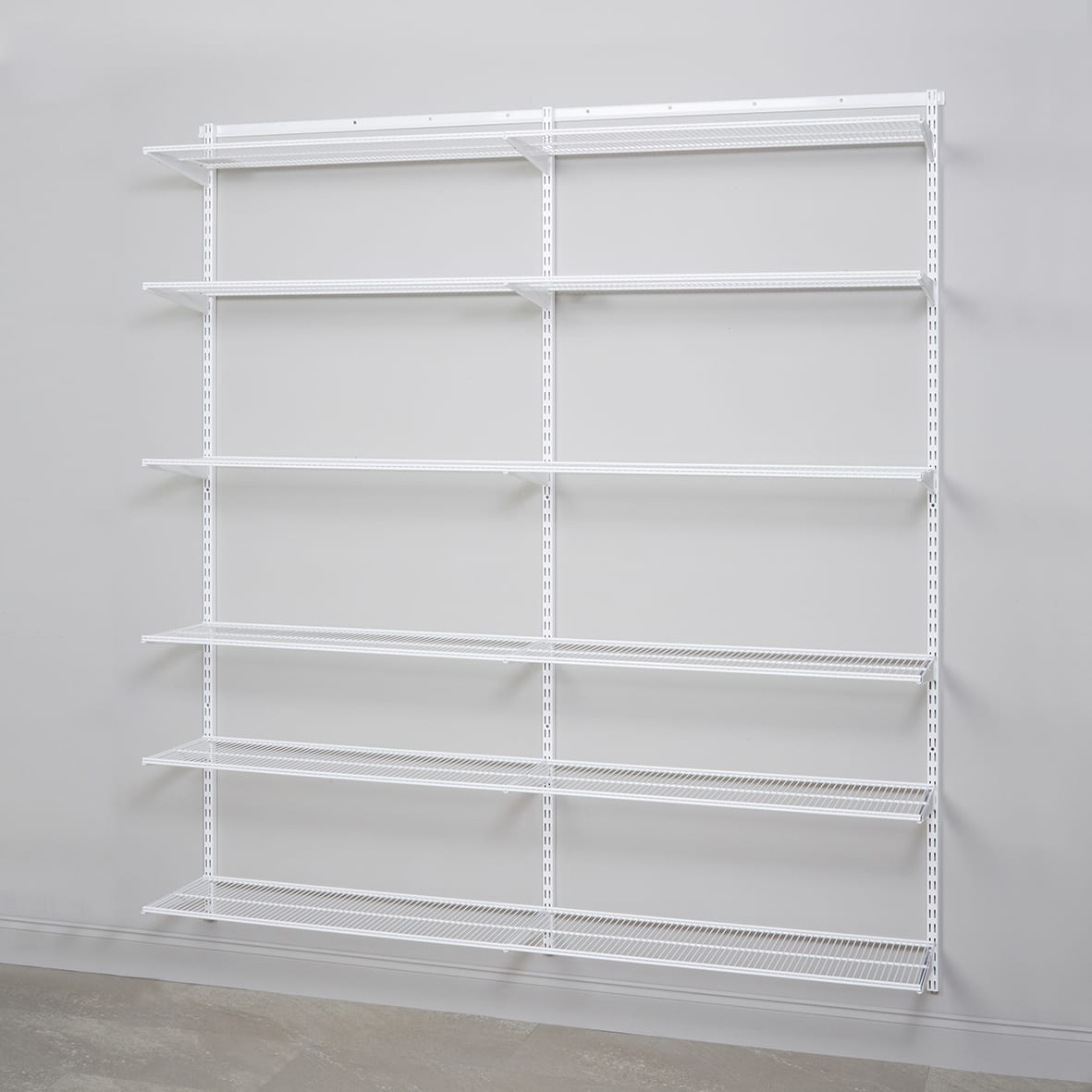 Wardrobe & Storage Starter Kit - 2 Bay, 12 Ventilated Wire Shelf - 1855 x 2140 x 320mm - White - view 3