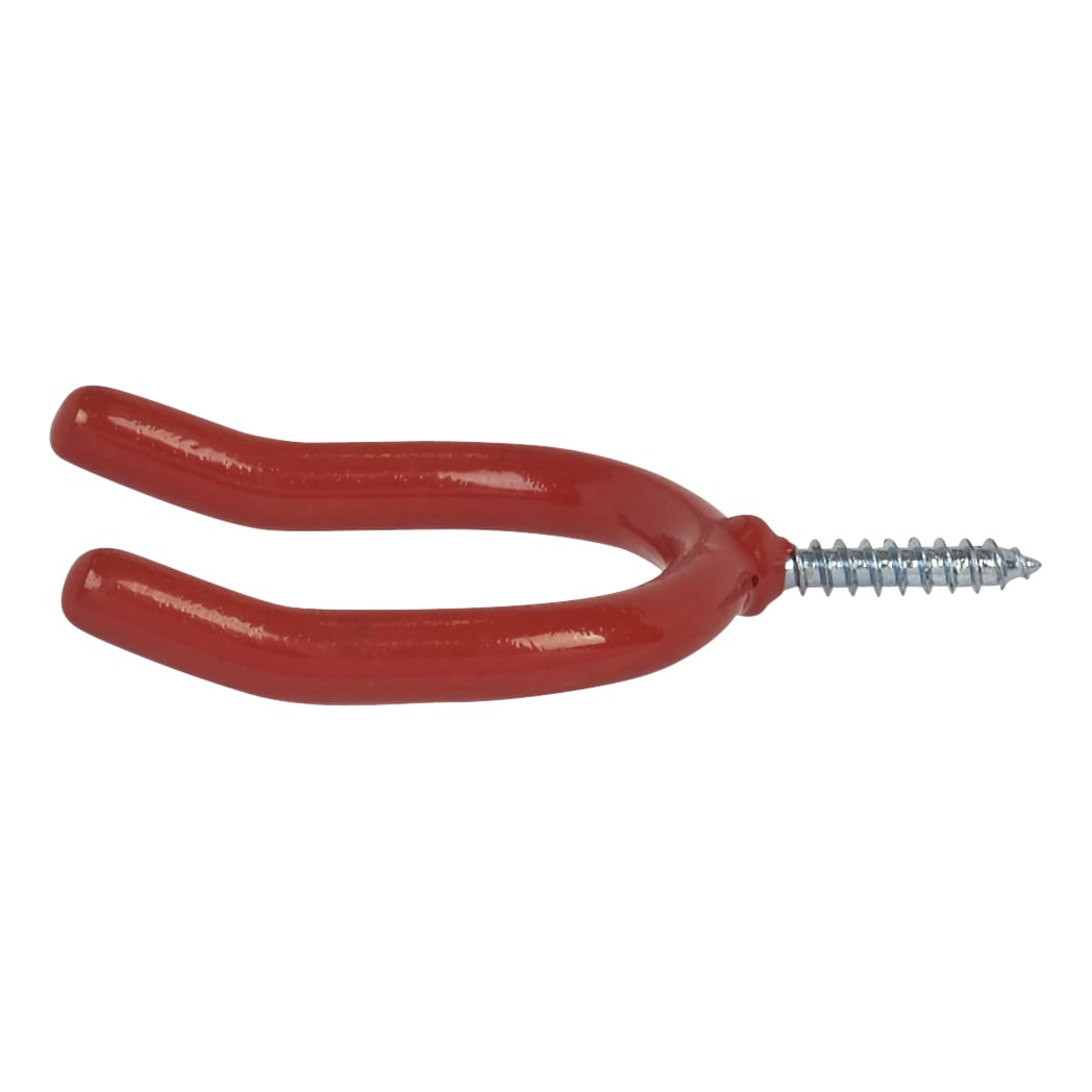 Tubular Garage and Shed Screw-In Double Storage Hook - 80mm Depth - Red - Pack of 2 - view 3