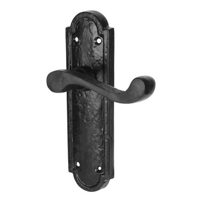 Antique Black Iron Scroll Latch Door Handles - Turnberry Range - 170 x 45mm - view 2