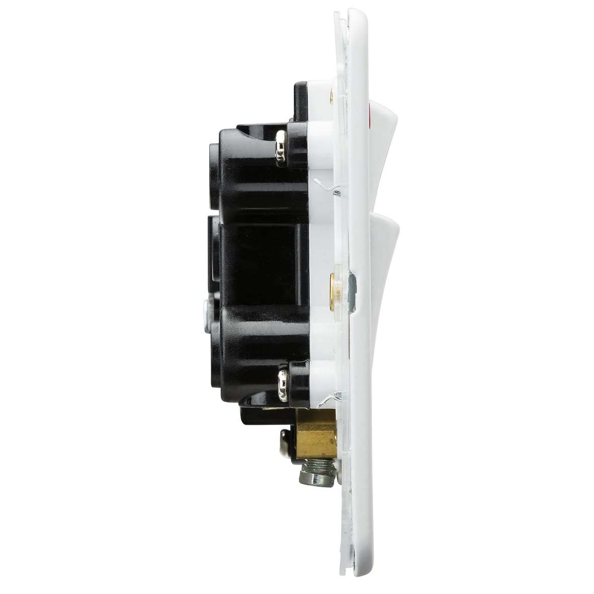 45A 2 Gang DP Cooker Switch & 13A Switched Socket with Neon - Matt White/ White Insert - view 2
