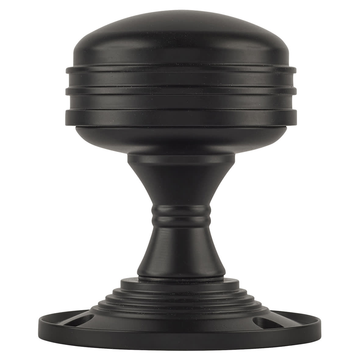 Matt Black Ringed Mortice Door Knob - 63mm Rose Diameter - view 4