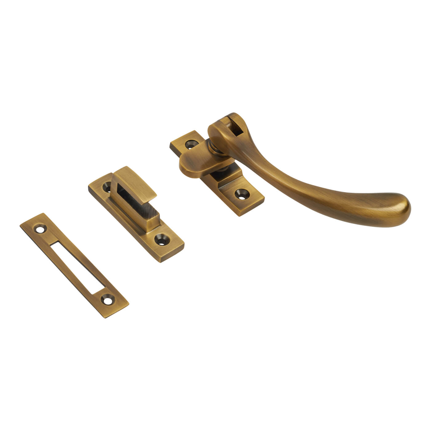 Marcus Bulb Mortice & Hook Plate Window Fastener - Reversible - Antique Brass - view 2