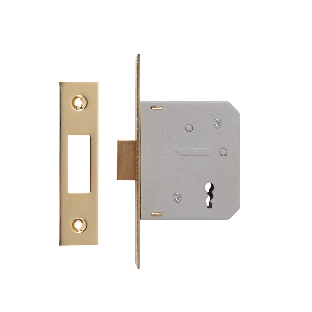 3 Lever Deadlock - 64mm Case - 44mm Backset - Polished Brass - view 3