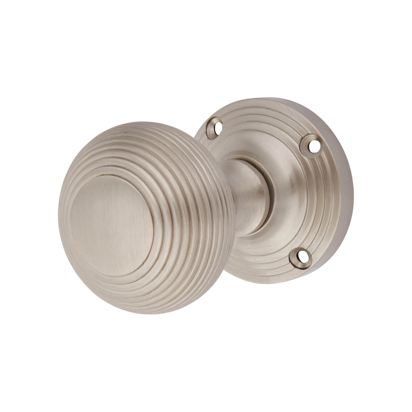 Marcus Satin Nickel Reeded Mortice Door Knob - 59mm Rose Diameter - view 2