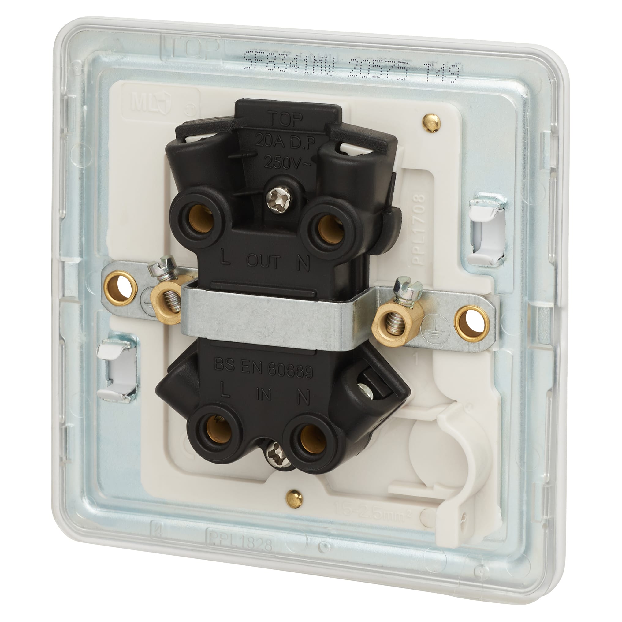 20A 1 Gang Screwless Flat Plate Double Pole Switch - Matt White - view 3