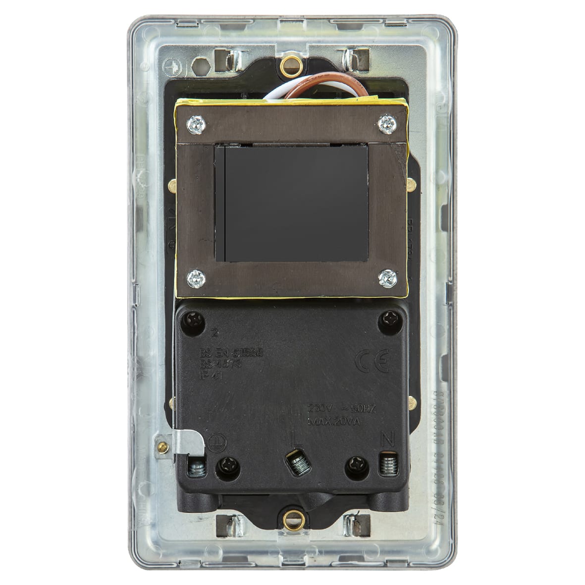 115/230V Screwless Dual Voltage Shaver Socket - Antique Brass with Black Insert - view 3