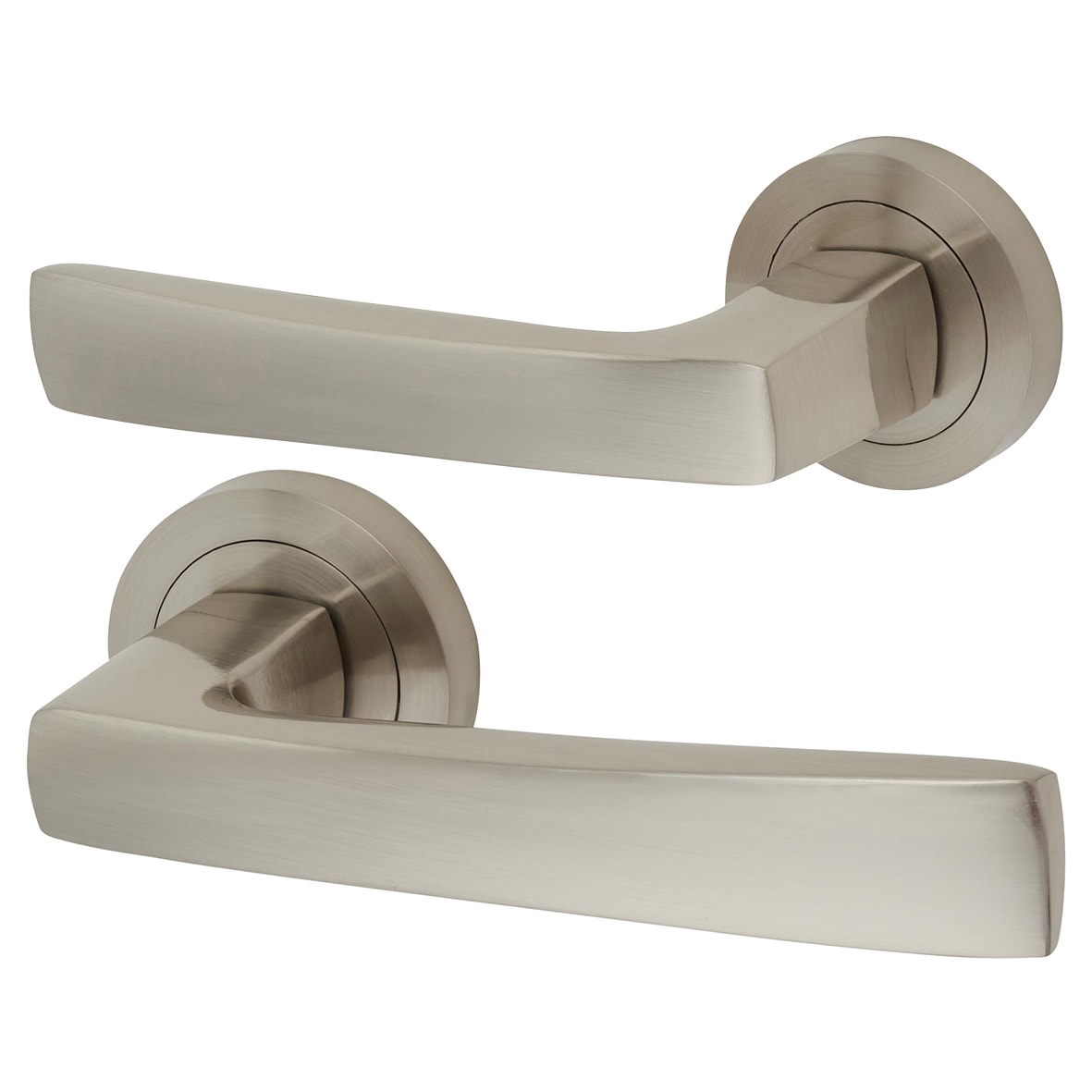 Satin Nickel 3 Lever Sashlock Door Handles on Rose Pack - Ivy Range - view 2