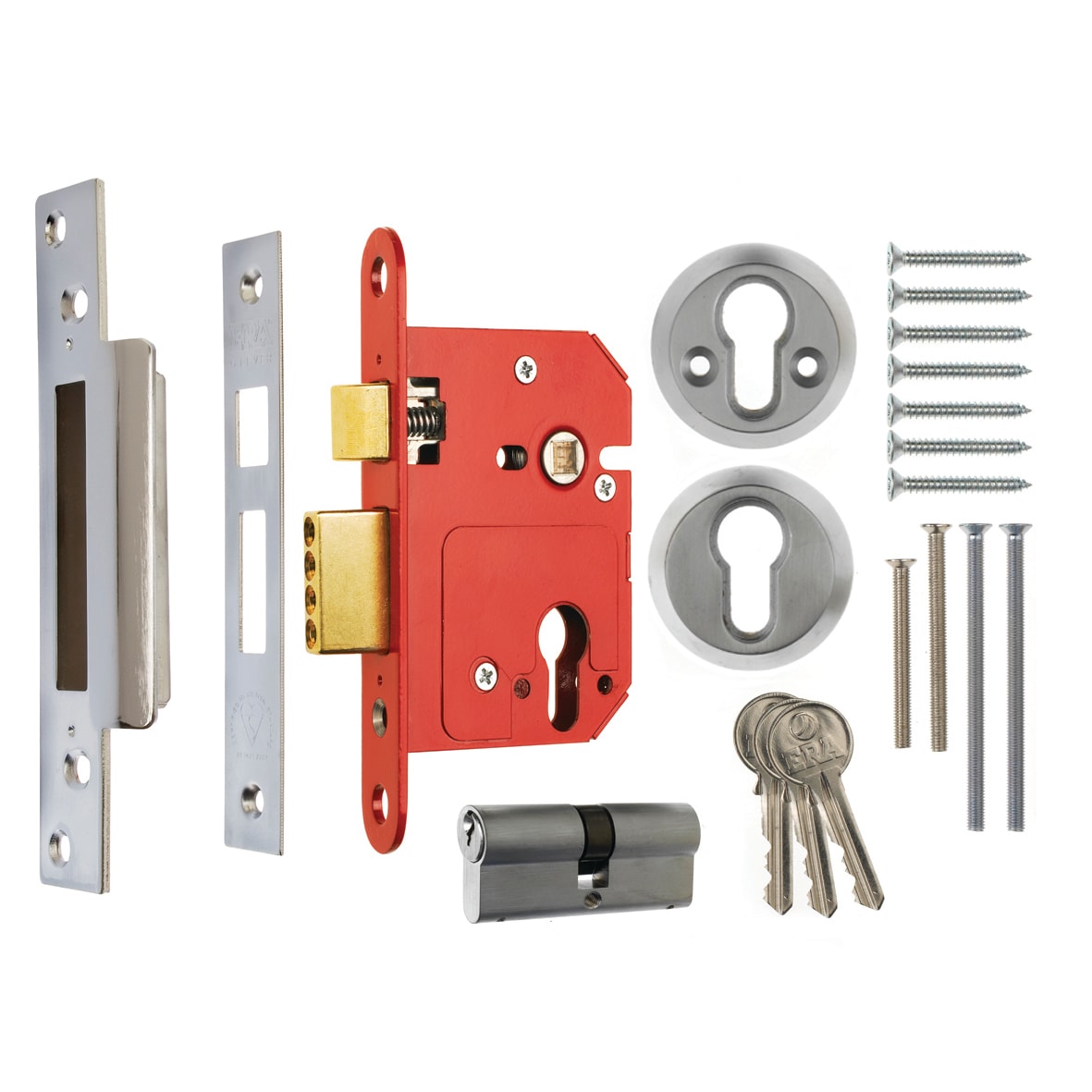 Fortress:2007 Bolt Through Euro Profile Sashlock - 76mm Case - 56mm Backset - Polished Chrome - view 2