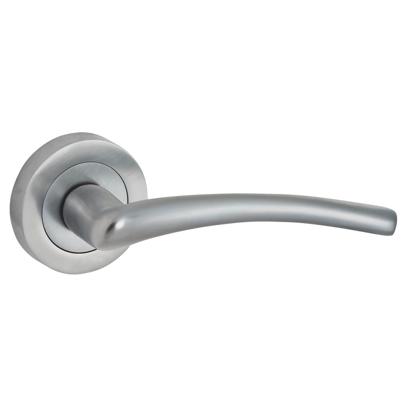 Satin Chrome Door Handles on Round Rose - Rimini Range - view 3