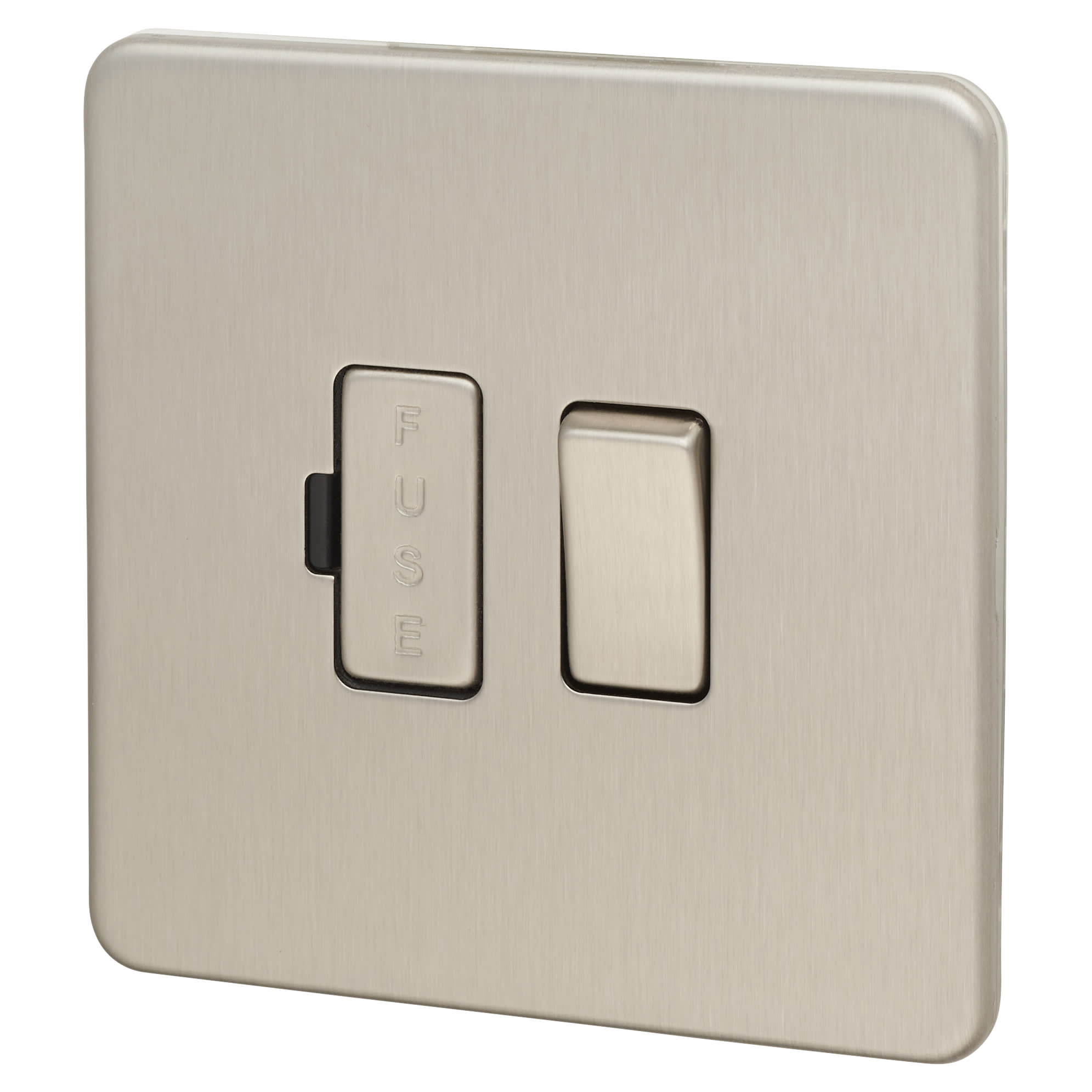 13A 1 Gang Screwless Flat Plate Switched Fused Spur - Brushed Chrome - view 2