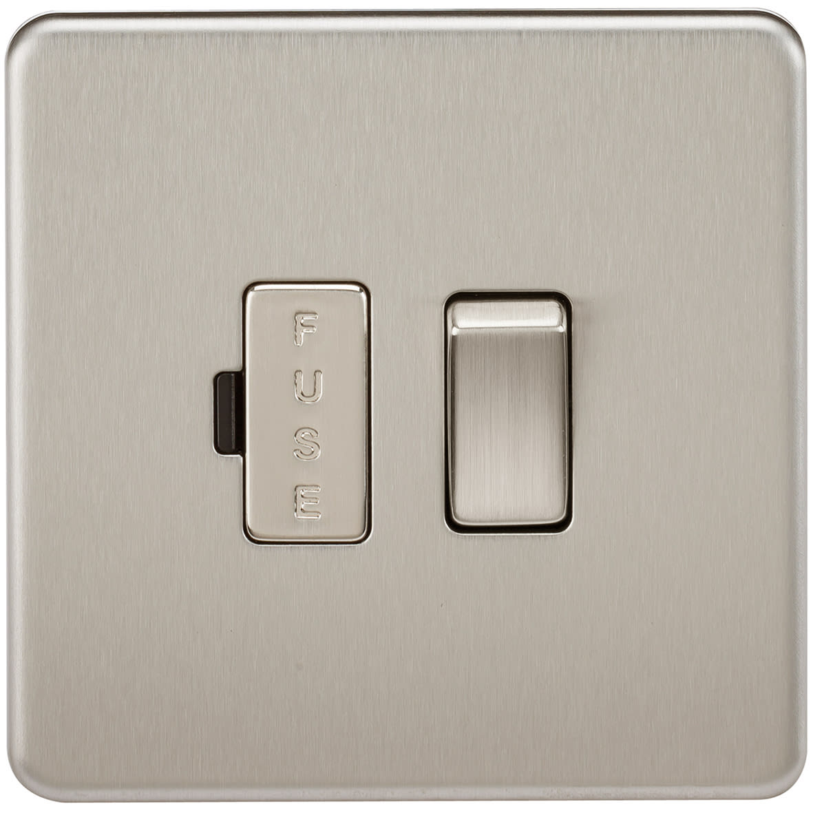 13A 1 Gang Screwless Flat Plate Switched Fused Spur - Brushed Chrome - view 4