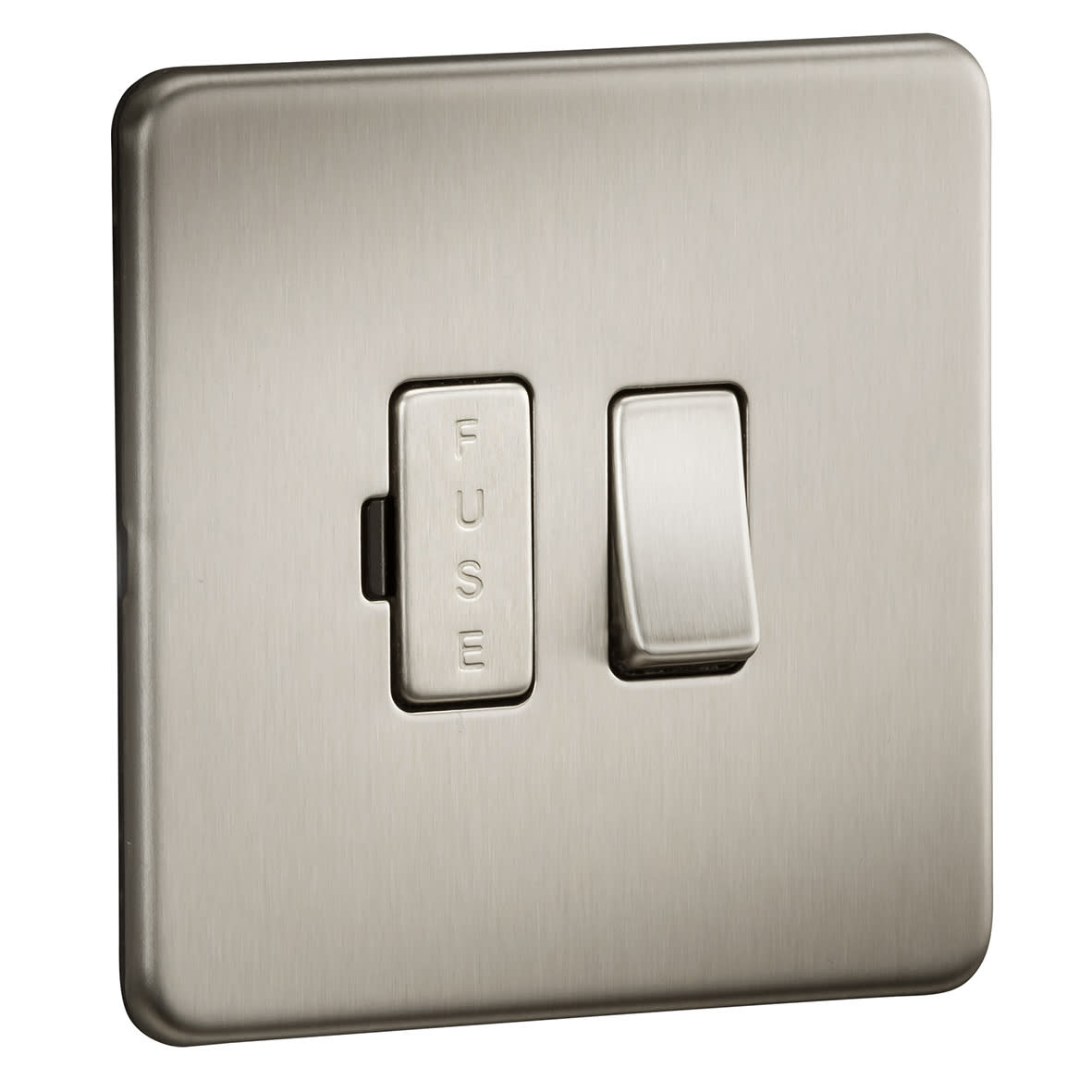 13A 1 Gang Screwless Flat Plate Switched Fused Spur - Brushed Chrome - view 5
