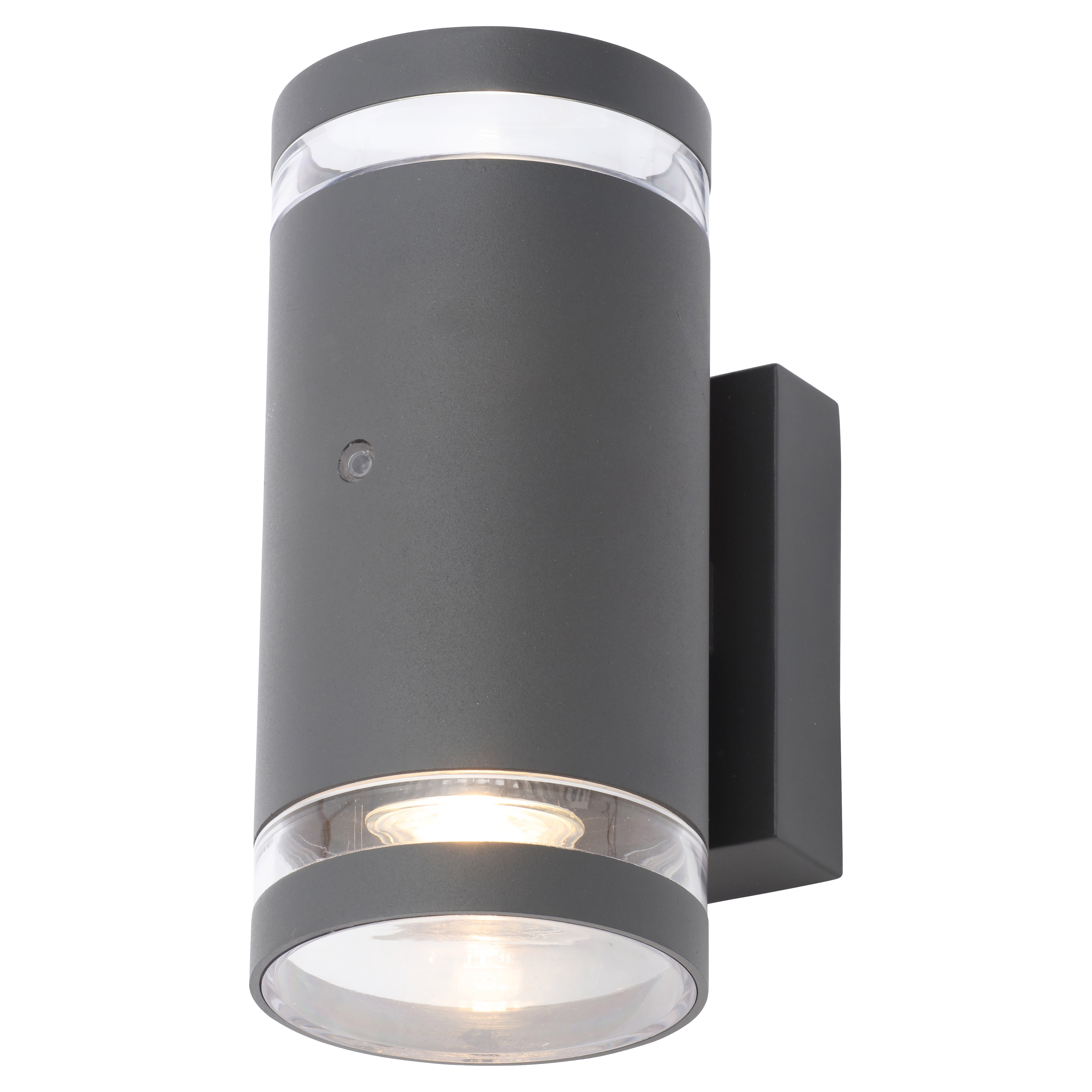 Forum Zink Lens Outdoor Up & Down Wall Light with Photocell - IP44 - Anthracite - view 2
