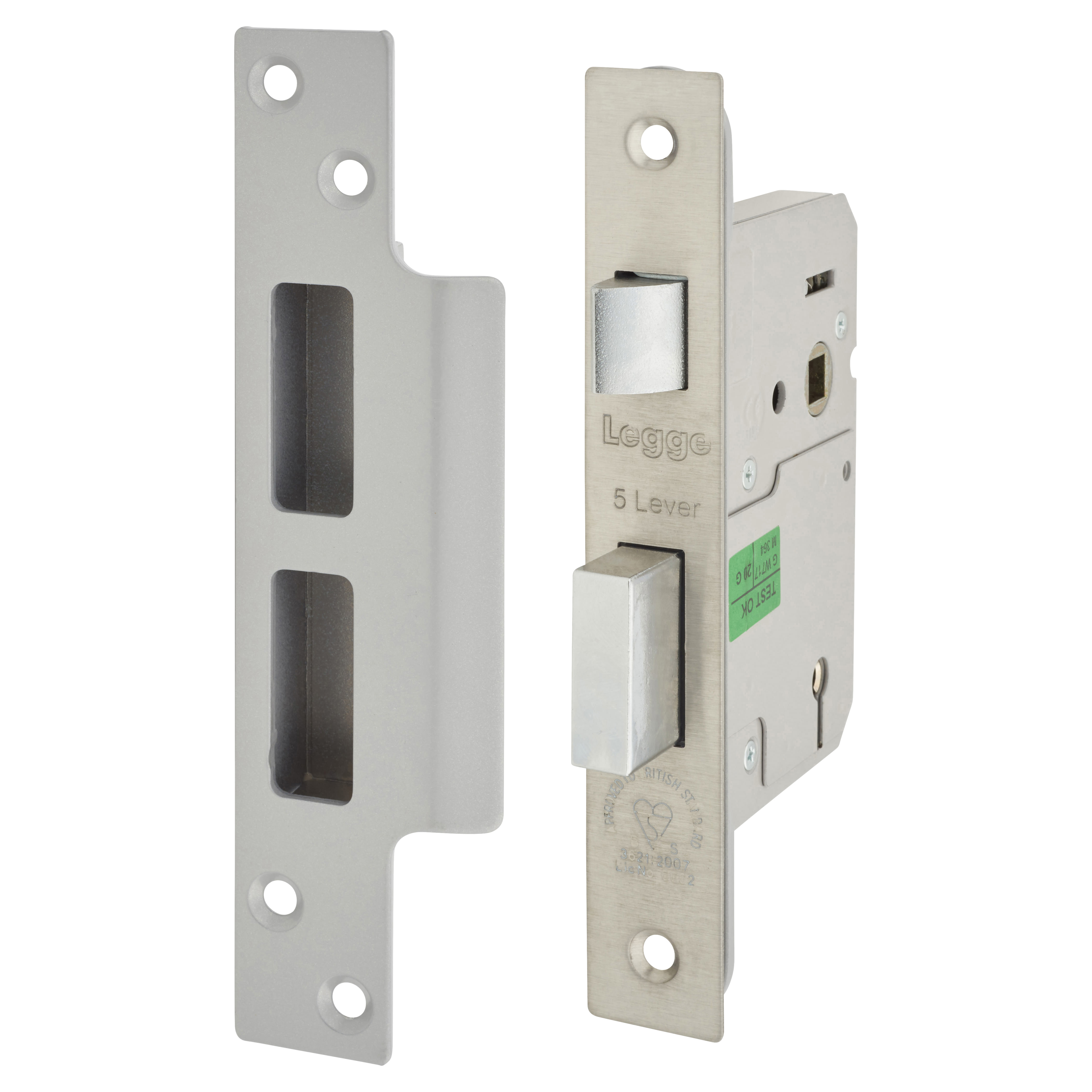 Heavy Duty:2007 Bolt Through 5 Lever Sashlock - 76mm Case - 57mm Backset - Polished Stainless - view 2