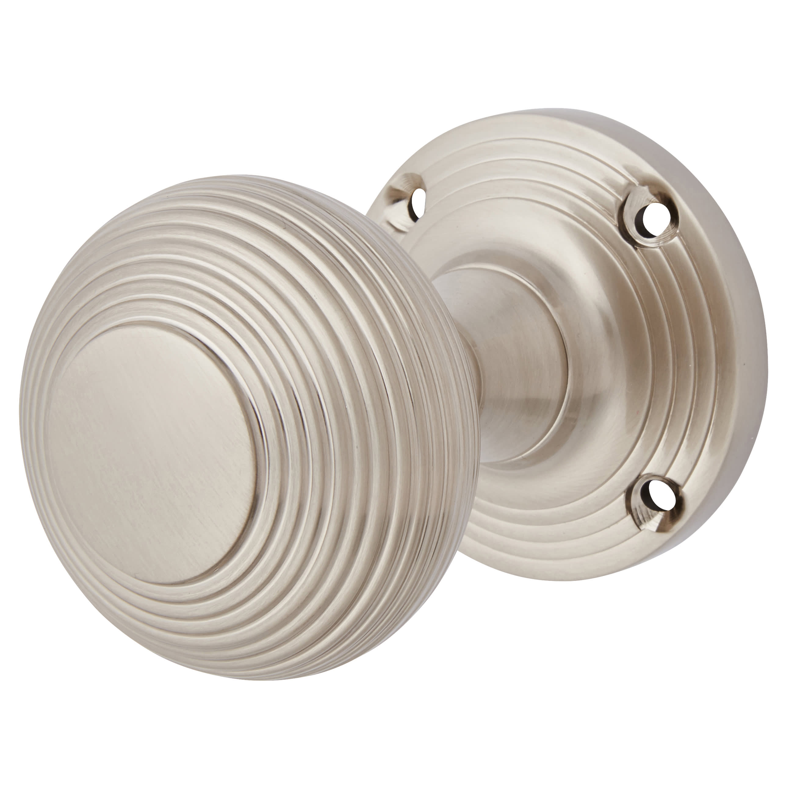 Satin Nickel Beehive Mortice Door Knob - 55mm Rose Diameter - view 2
