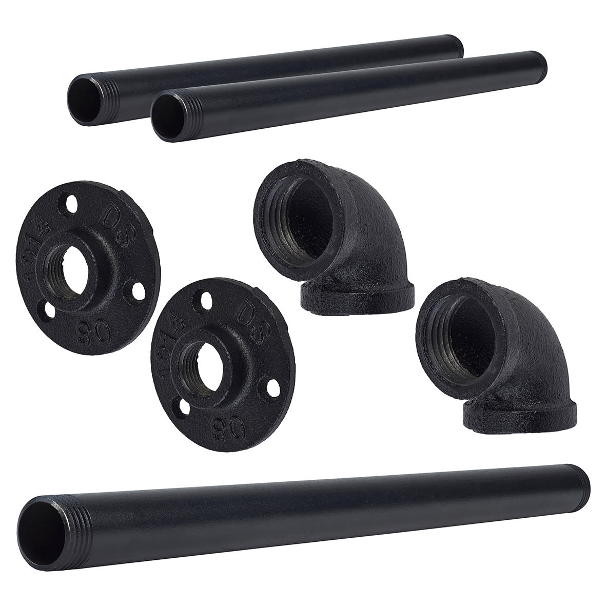 3/4" Single Pipe Wardrobe Rail Kit - Black - view 3