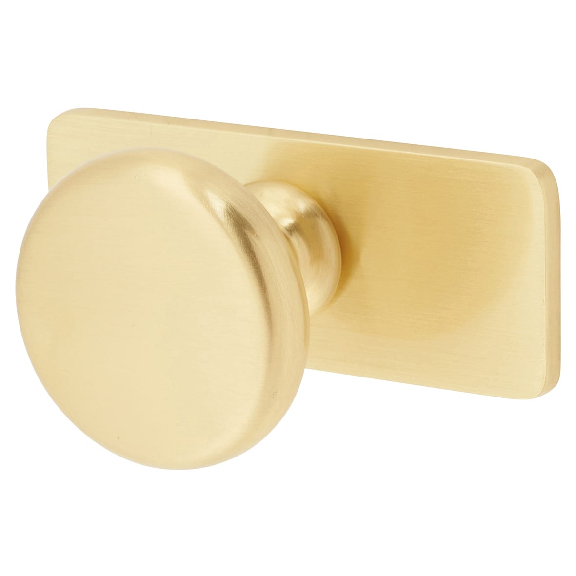 Crofts & Assinder Banbury Round Cabinet Knob on Rectangle Backplate - 32mm Diameter - Brushed Satin Brass - view 2