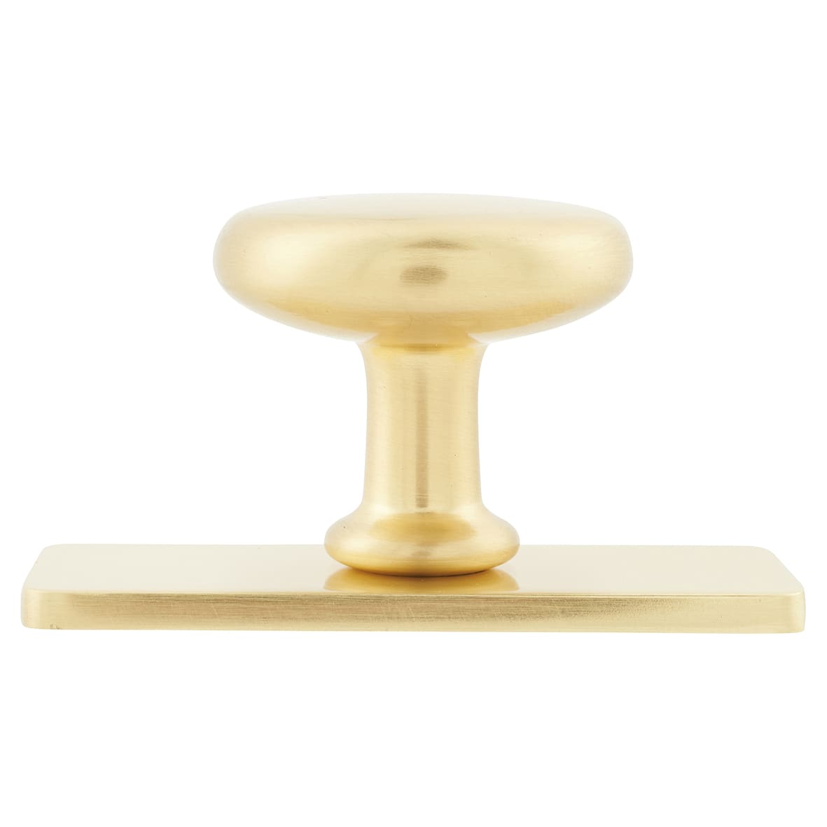 Crofts & Assinder Banbury Round Cabinet Knob on Rectangle Backplate - 32mm Diameter - Brushed Satin Brass - view 3