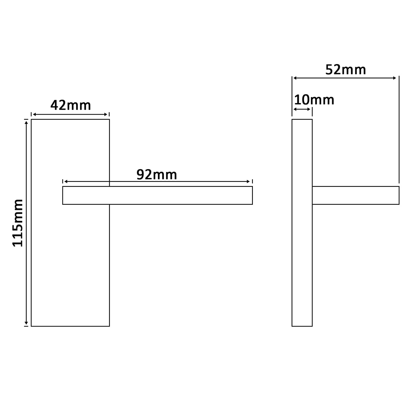 Polished Chrome Budget Straight Privacy Door Handles - Short Plate - Mia Range - 114 x 42mm - view 2