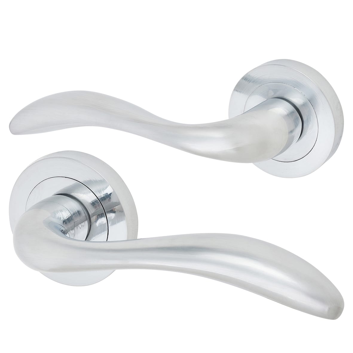 Satin Chrome 3 Lever Sashlock Door Handles on Rose Pack - Sussex Range - view 2