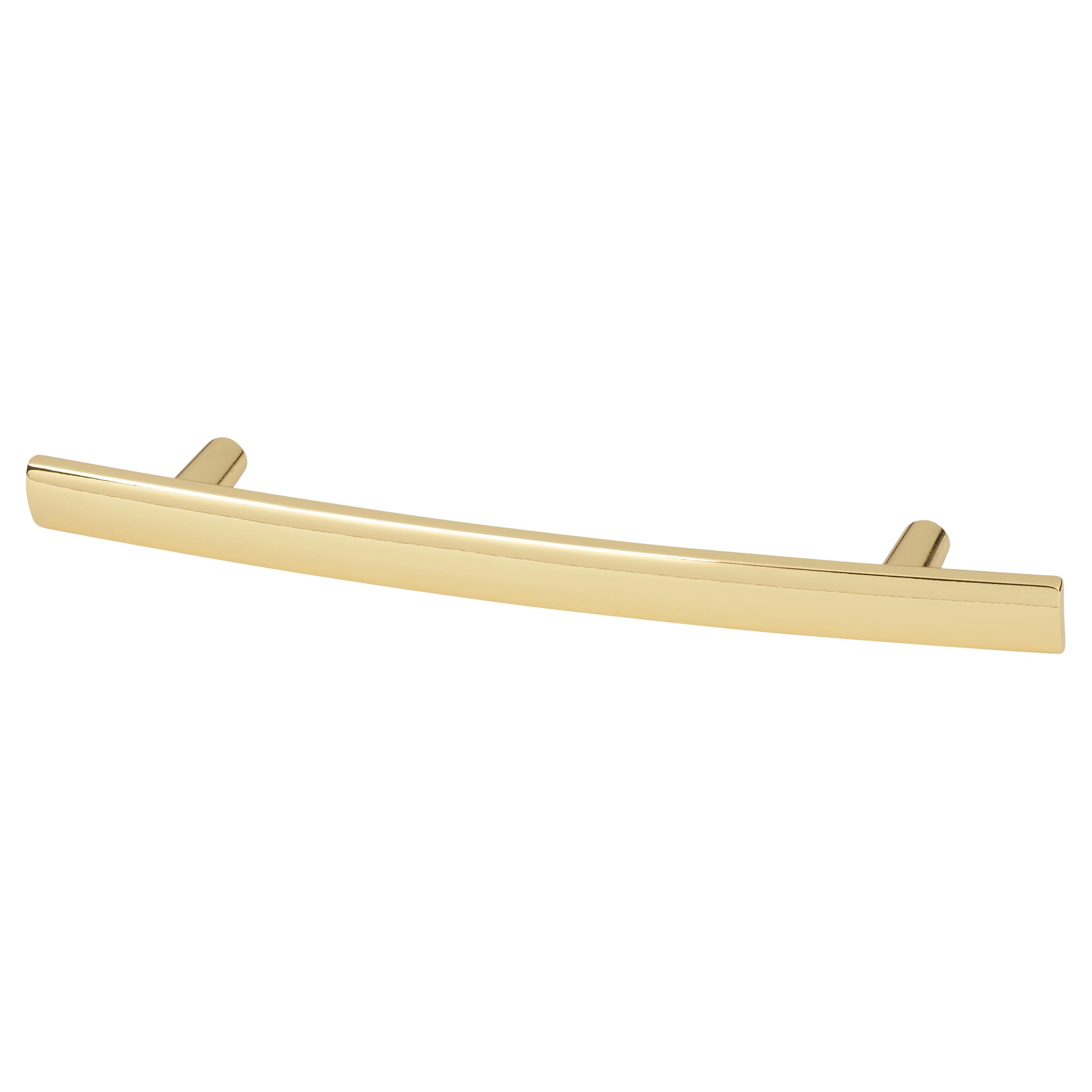 14mm Curved T-Bar Cabinet Pull Handle - 76mm Centres - Polished Brass - view 2