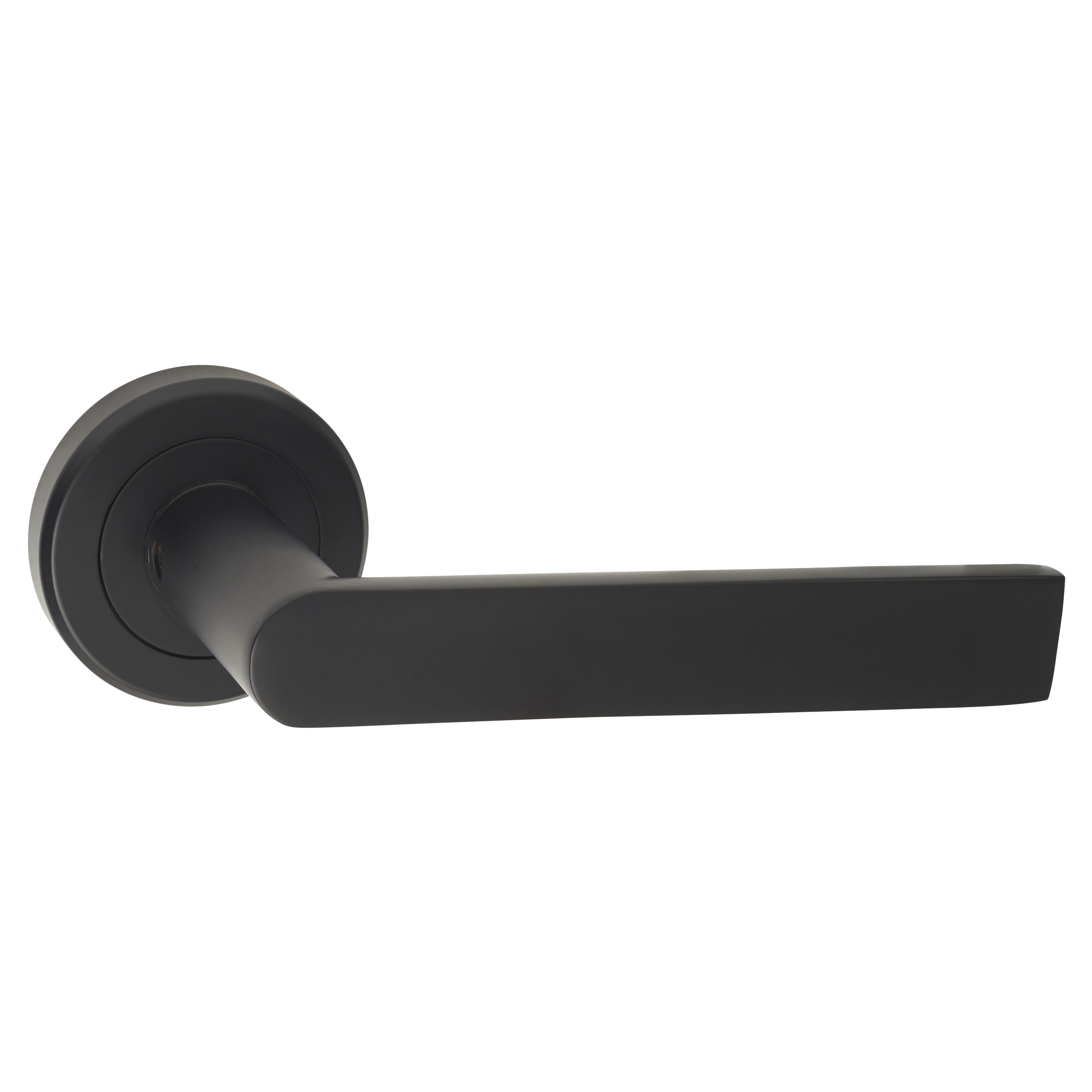 Brass Matt Black Door Handles on Round Rose - Edge Range - view 2