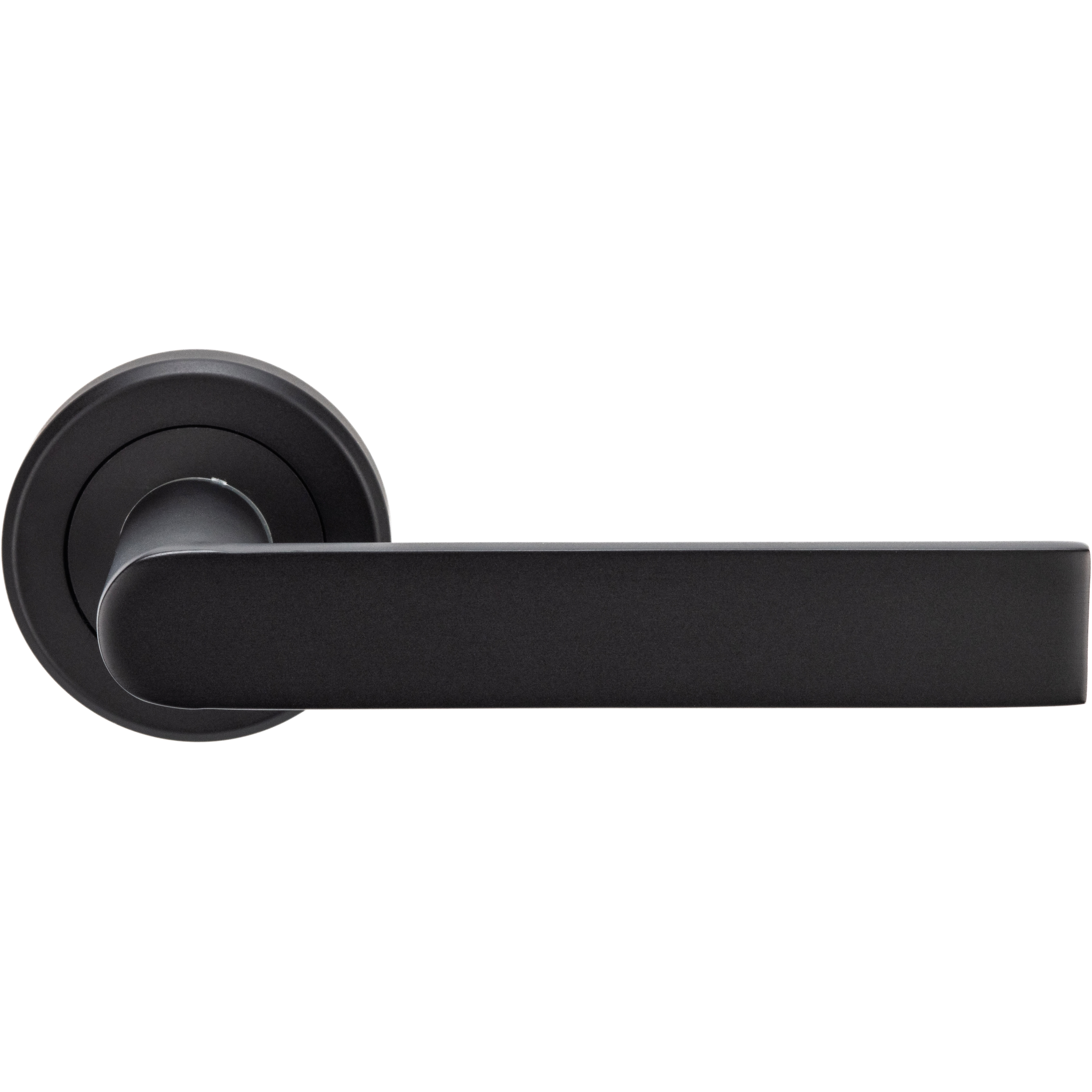 Brass Matt Black Door Handles on Round Rose - Edge Range - view 4
